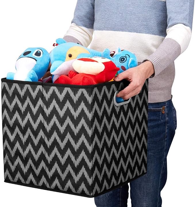 i BKGOO Cloth Storage Bins Set of 4 Thick Fabric Drawers Foldable Cubes Basket - Image 7