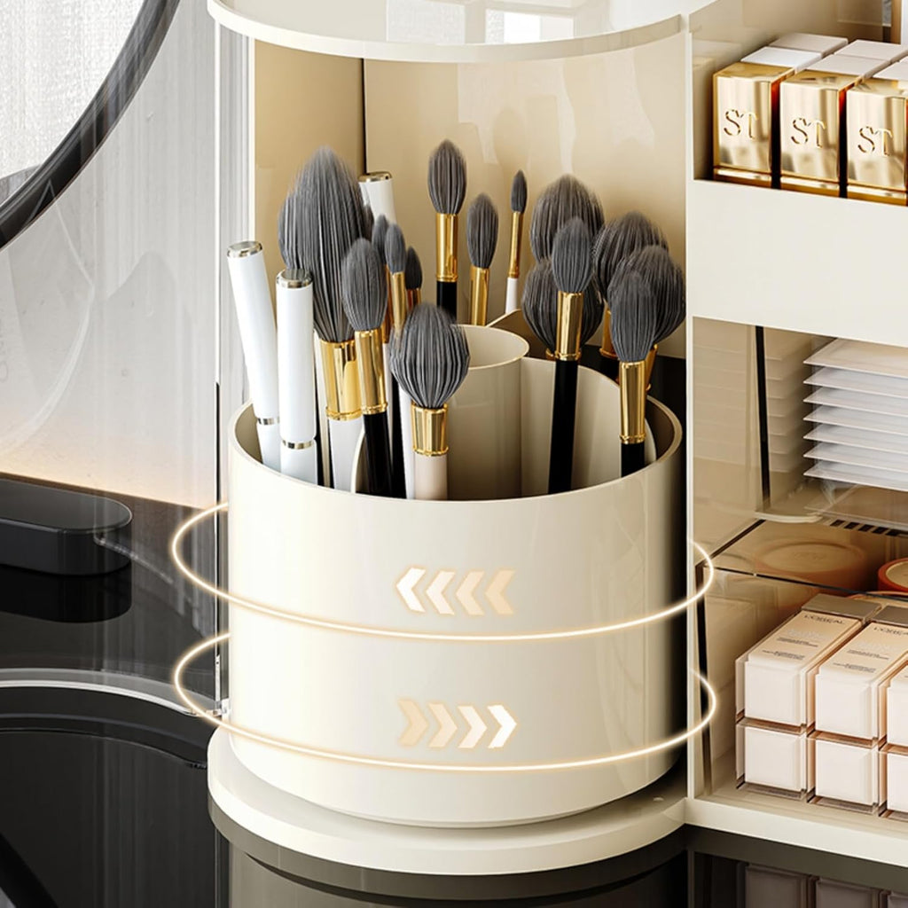 Makeup Organizer with Rotating Brush Holder Cosmetic Organizer with