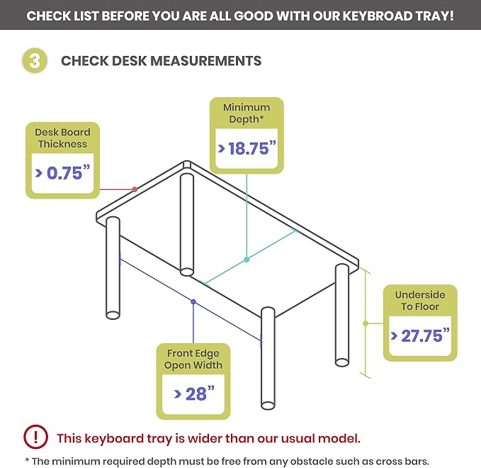 Under Desk Keyboard Tray, 17.75" Track, One Knob Control, Undermount Sliding - Image 4