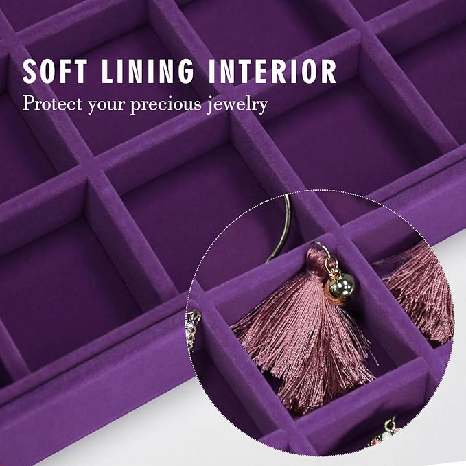 Velvet Jewelry Tray 48 Grid Jewelry Display Tray Organizer Box - Image 2