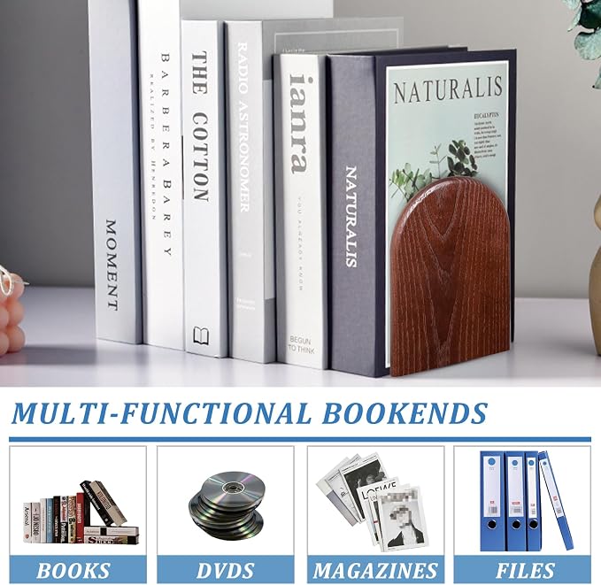 Book Ends, Large Sturdy Wooden Bookends - Image 8