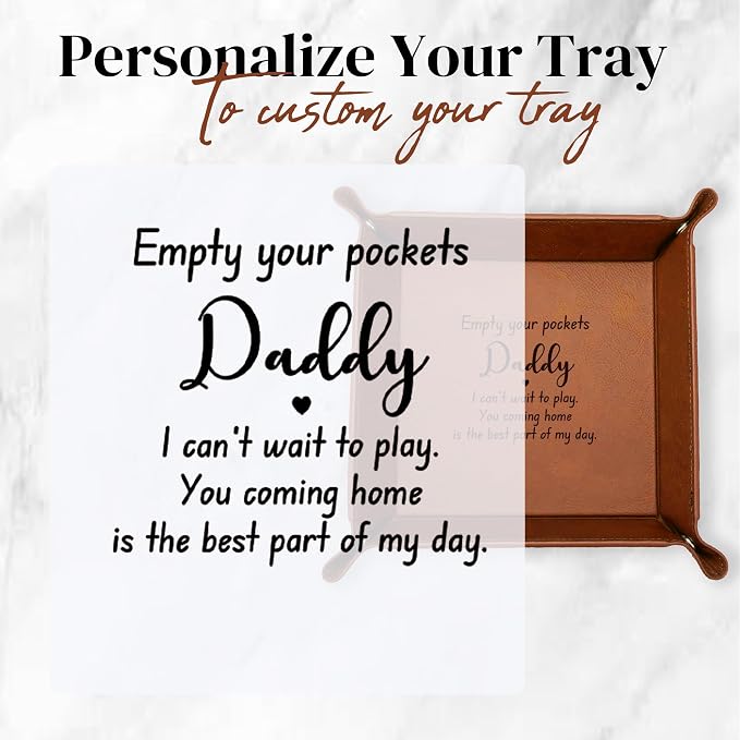 Best Dad Ever PU Leather Valet Tray, 5 Design Option, Personalized Key Bowl - Image 8