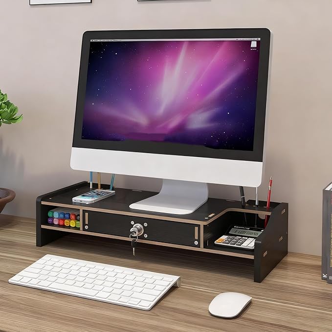 Monitor Riser - Wooden Desktop Organizer Shelf - Desktop Organizer - - Image 7