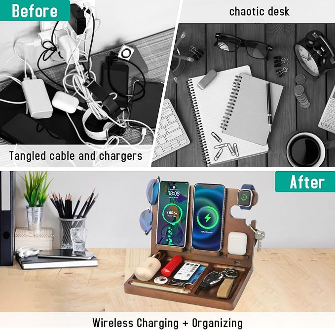 Wireless Charging Station, Wood Phone Docking Station - Image 4