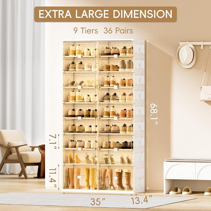 JEKO&JEKO 9 Tiers Foldable Boot and Shoe Storage Rack Cabinet - Image 3