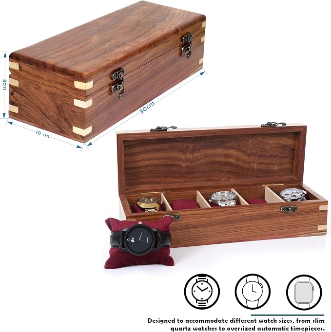 Wooden Watch Box for Men & Women, Watch Organizer & Display Case, Premium - Image 6