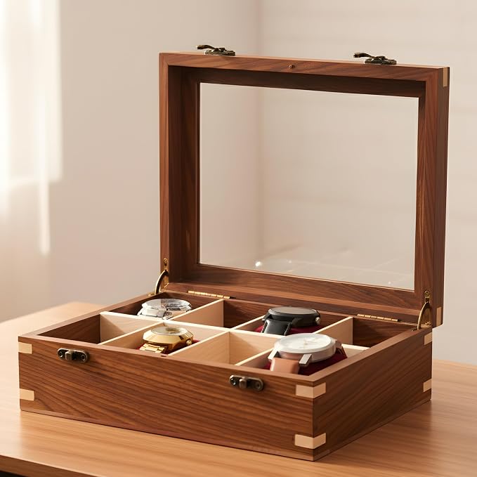 Wooden Watch Box for Men & Women, Watch Organizer & Display Case, Premium - Image 3