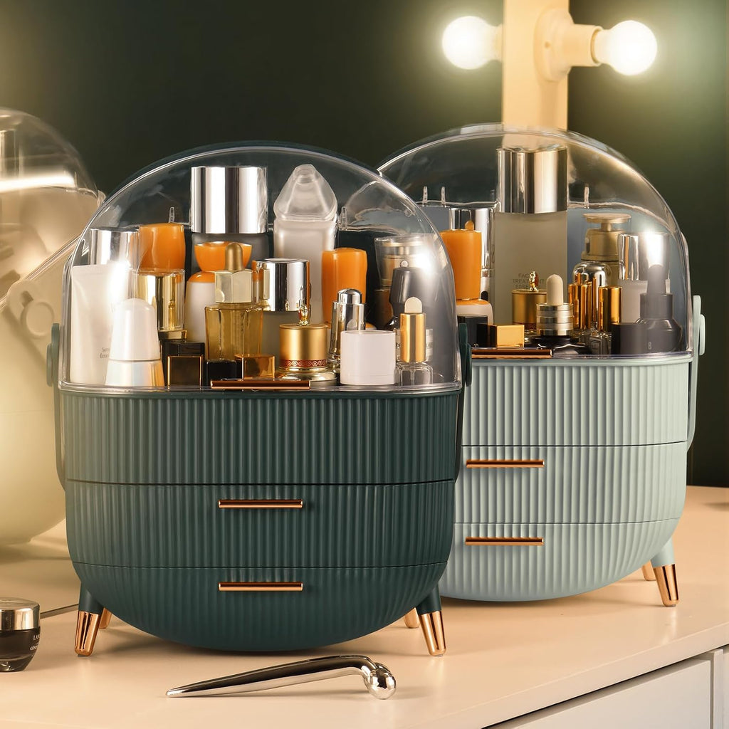 Makeup Organizer with 2 Drawers and Brush Storage Box, Cosmetic