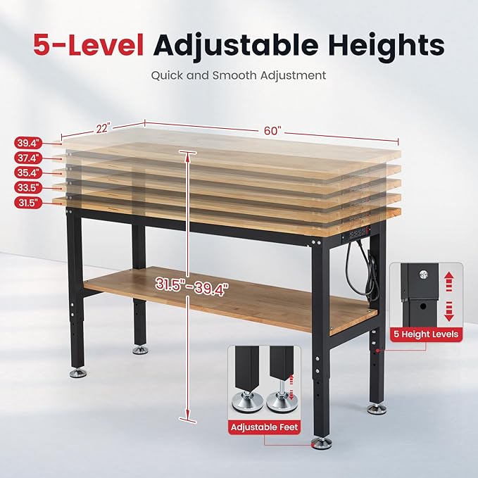 Work Table for Garage 60 Inch Workbench - Image 7