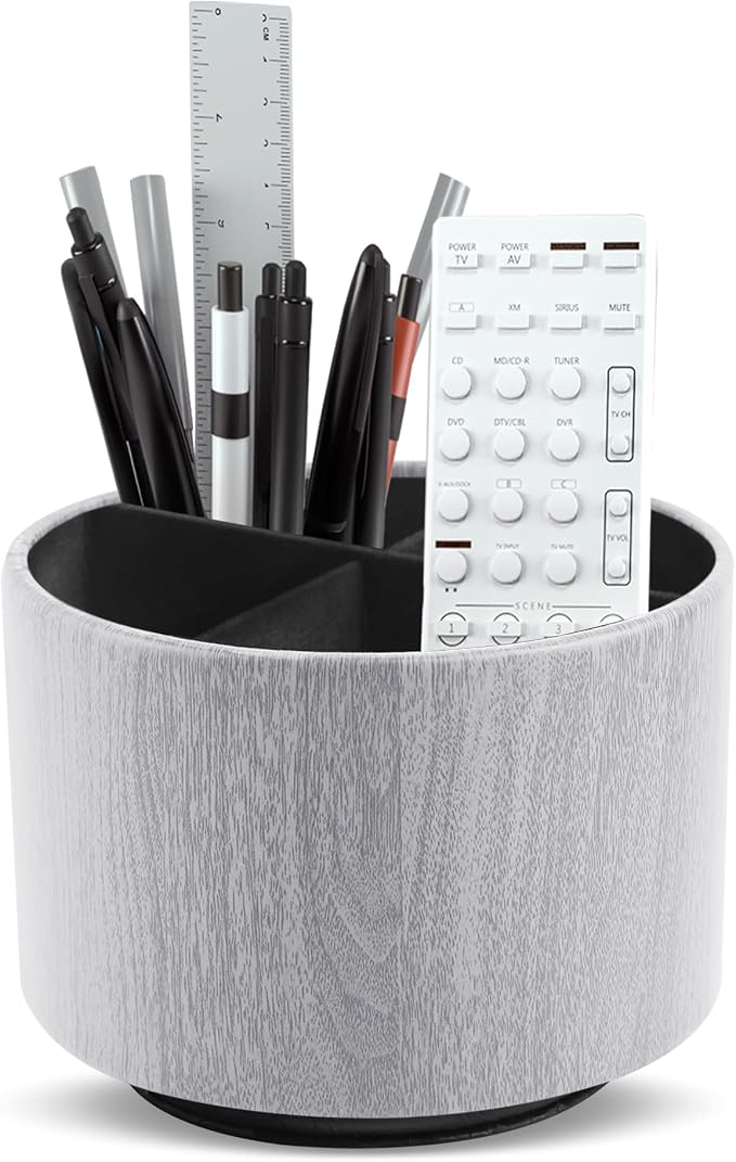 Round Leather Art Supply Organizer, Remote Control Holder, 360 Degree Spinning by Unknown