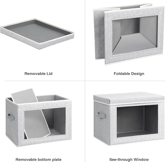 Storage Bins with Lids, 3 Pack Large Storage Cubes with Window, Closet Bins - Image 7