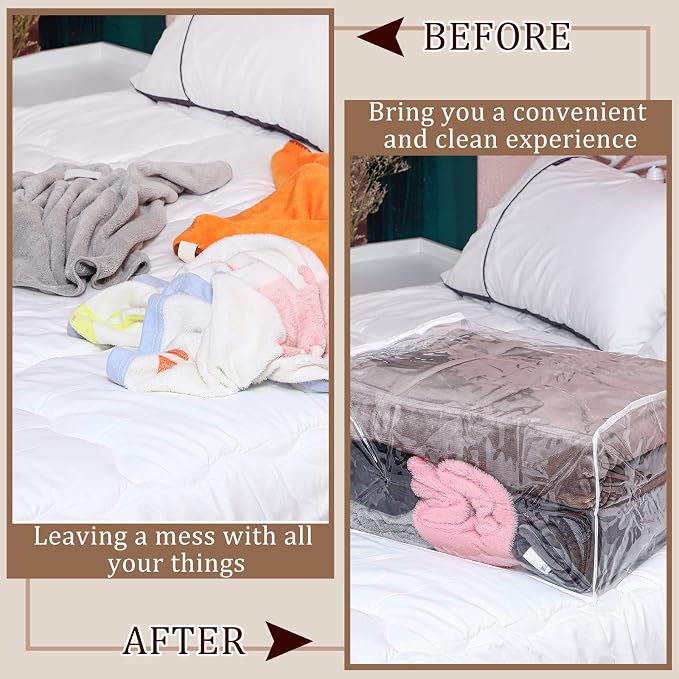 6 Packs Clear Zippered Storage Bags Sweater Moth Bags Plastic Storage - Image 6