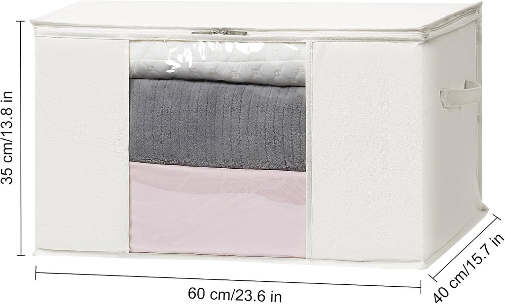 Large Storage Bags with Zipper and Clear Window, Cotton Blended Fabric