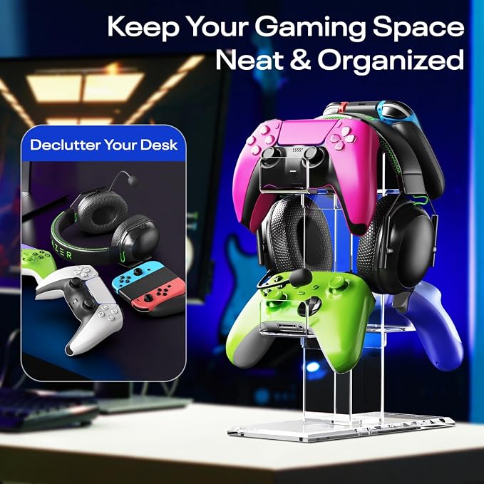 Crpich Acrylic Controller Stand, 3-Tier Headphone and Game Controller Holder - Image 6