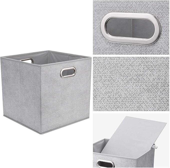 i BKGOO Cloth Storage Bins Set of 4 Thick Fabric Drawers Foldable Cubes Basket - Image 4