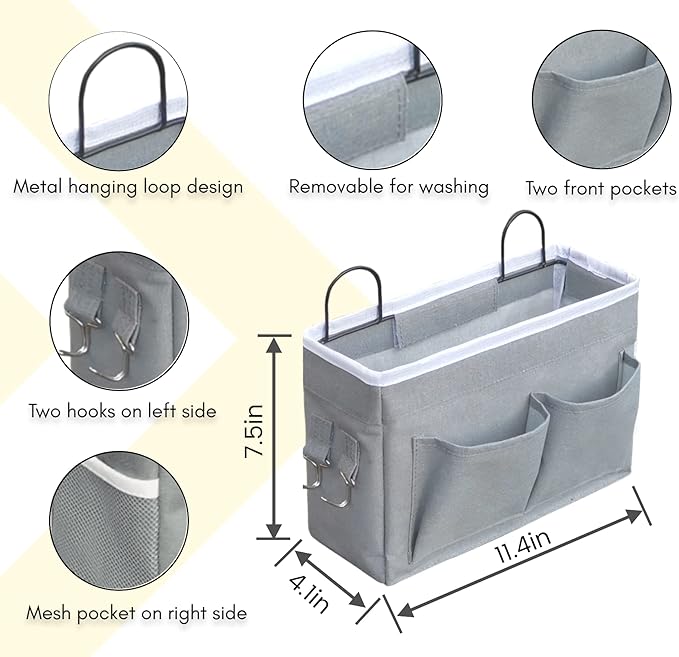 2pcs Middle Wall Hanging Organizer Bag, Linen Fabric Door Hanging Storage Basket - Image 5