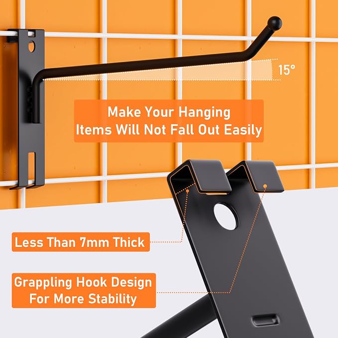 INCLY 2/4/6 Inch Gridwall Hooks, 60 Pack Heavy Duty Black Display Hooks - Image 3