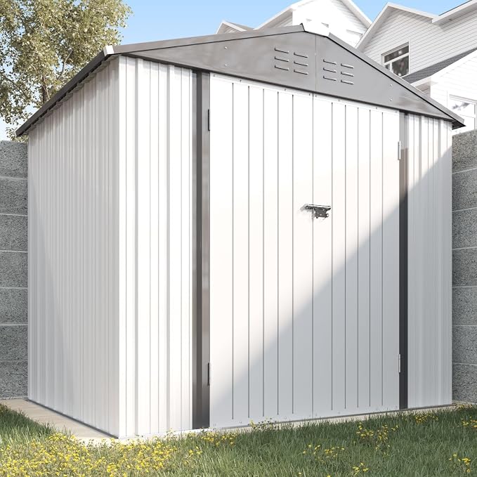 Greesum 8x6FT Outdoor Storage Shed, Utility Tool Shed Metal Storage Garden Shed - Image 3