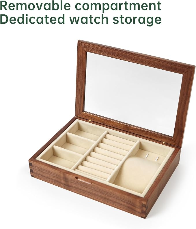 YESWOOD Jewelry Box Organizer, North America Black Walnut Wood Jewelry Boxes - Image 5