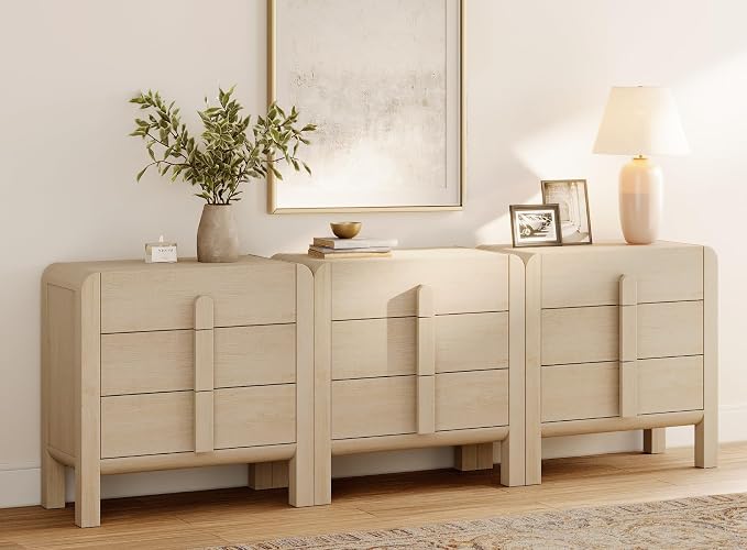 WAMPAT 3 in 1 9 Drawer Dresser for Bedroom, 94.5" Wide Mid Century Modern Wide by WAMPAT