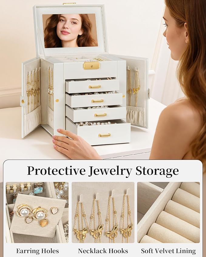TORIBIO Jewelry Box for Women, Leather Jewelry Organizer - Image 5