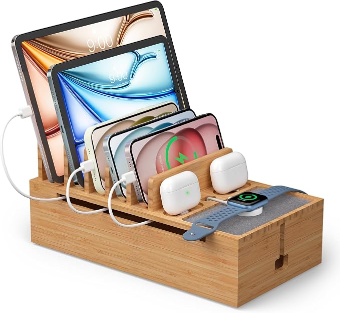 Pezin & Hulin Bamboo Charging Stand Rack, Wooden Charge Box by Pezin+%26+Hulin