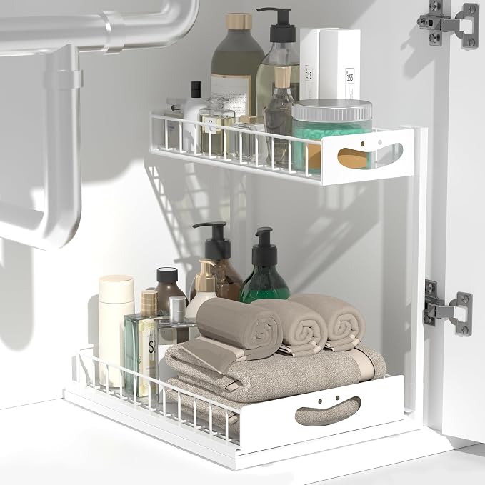 Under Sink Organizer with Pull-Out Drawers, Kitchen Sink Organizer, 2 Tier by Unknown