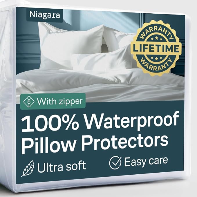 Niagara 12 Pack Waterproof Pillow Protectors Standard 20x26 Inches Smooth by NiagaraSleepSolution