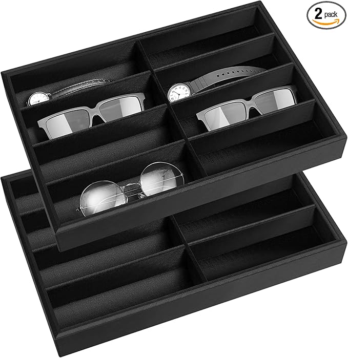 Amylove 2 Pcs Sunglass Organizer Trays Glasses Stackable Jewelry Trays Sunglass by Amylove