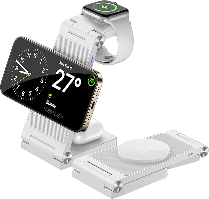 Magnetic Wireless Charger Stand, 3 in 1 Foldable Wireless Charging Station by GEJIUCAI