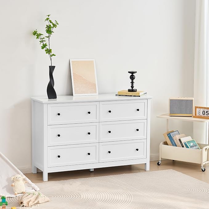 VEVOR 6 Drawer White Dresser, Wood Dresser Chest of Drawers - Image 9