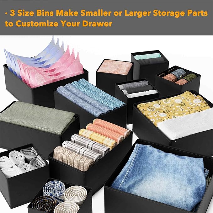 SpaceAid Drawer Organizer for Clothes, 6 Pack Dresser Drawer Organizer Bins - Image 5