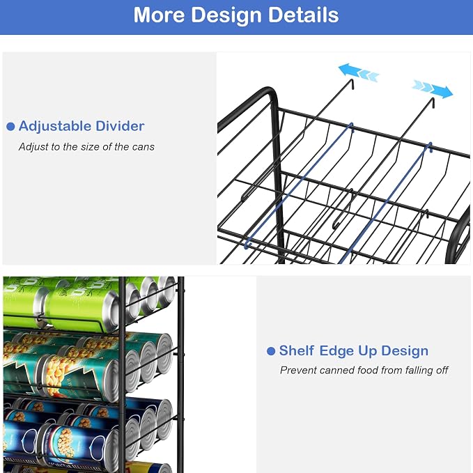 Vrisa 5 Tier Can Organizer for Pantry Can Holders 60 Cans Rack Canned Goods - Image 3