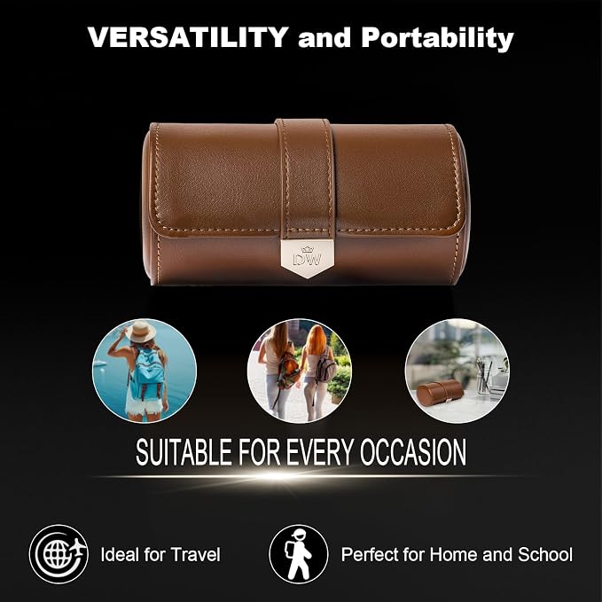 DUKWIN Watch Roll for 2 Watches, Vegan Leather Travel Watch Case Organizer - Image 8