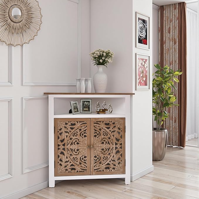 Boho Corner Cabinet, Narrow Organizer - Image 7