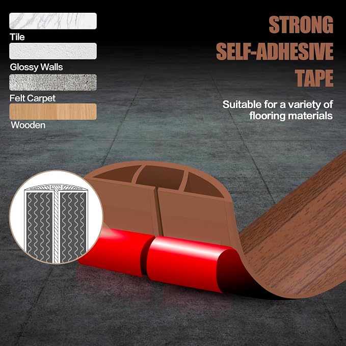 Floor Cord Cover Self Adhesive Cord Hider, 10FT Cable Management, Extension - Image 4