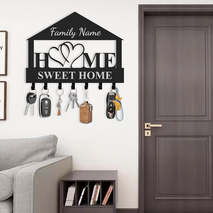 Personalized Key Holder for Wall, Key Holder Wall Mount, Custom Name Coat Rack - Image 2