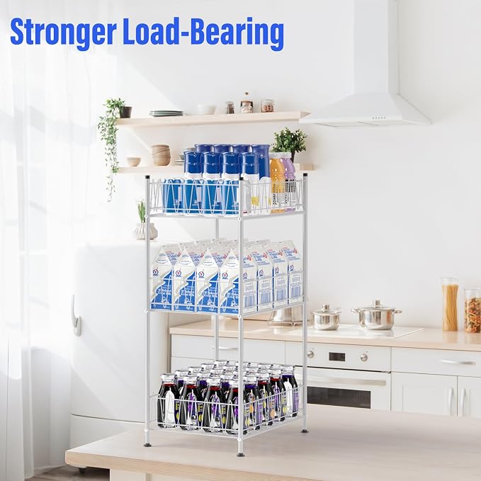 Water Bottle Organizer 3 Tier Vertical Bottled Water Holder Freestanding Metal - Image 4
