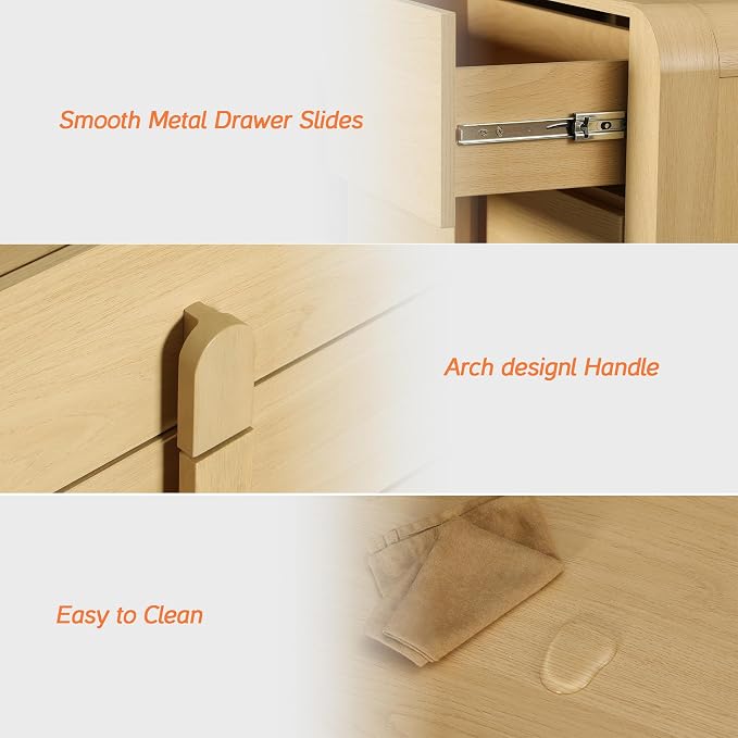 WAMPAT 6 Drawer Dresser for Bedroom, 2 in 1 63" Wide Mid Century Modern Wide - Image 8