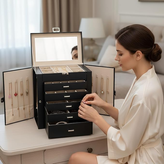 BOOVO Jewelry Box For women, 6 Layer Large Jewelry Organizer - Image 7