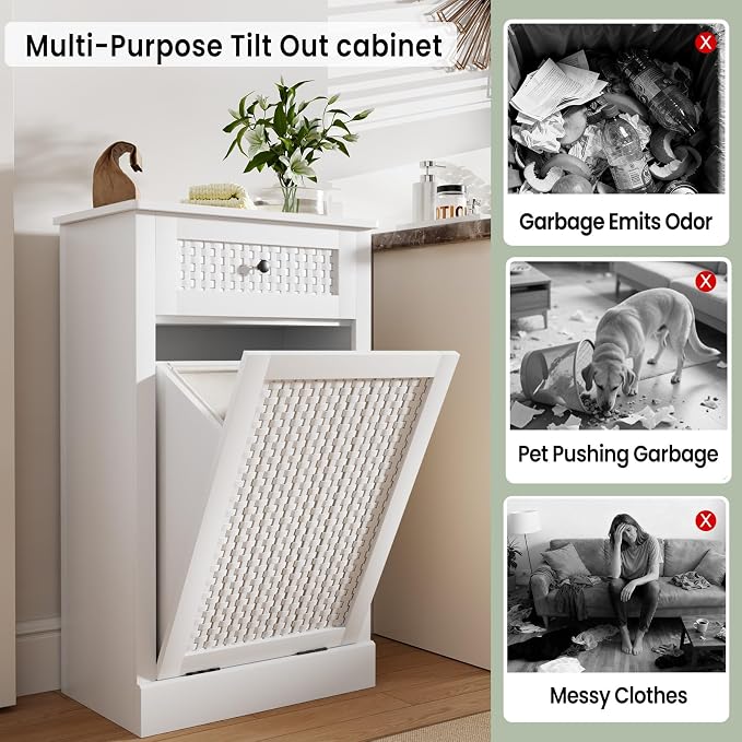 Tilt Out Laundry Hamper Cabinet, 10 Gallon Laundry Cabinet - Image 8