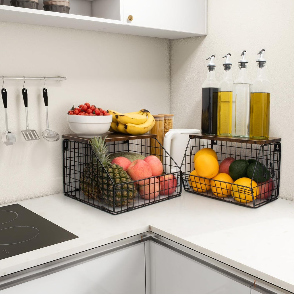 Mefirt Fruit Basket, Stackable Wall Mounted Fruit Baskets, Potato