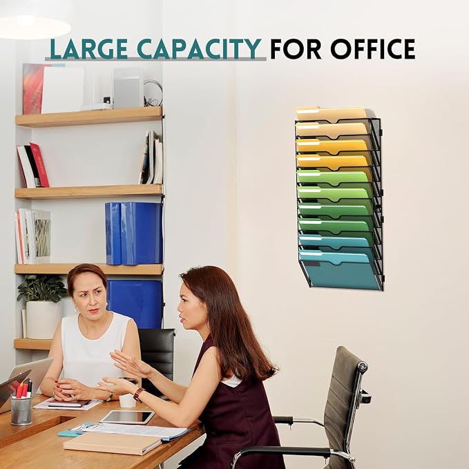 SUPEASY 10-Tier Wall File Organizer Mesh Office Mail Holder, Hanging Wall - Image 6