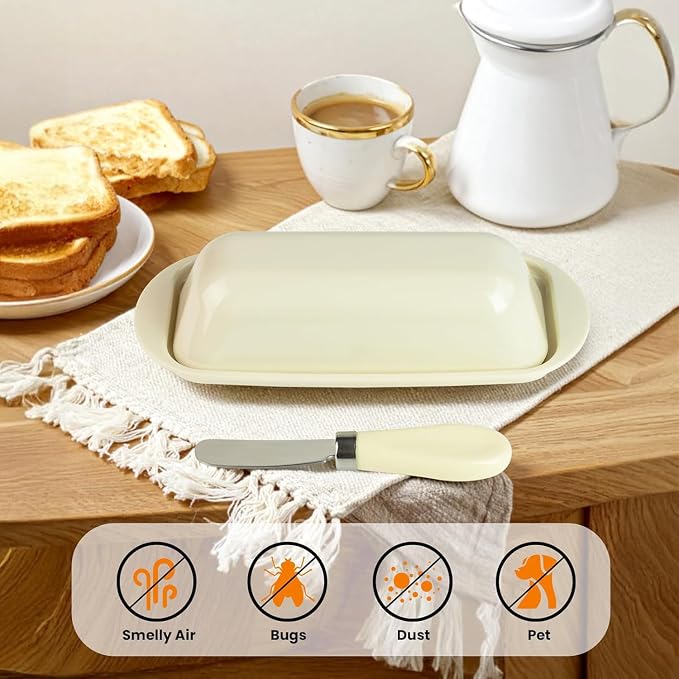 Butter Dish with Lid and Knife, Durable Countertop & Fridge Butter Keeper - Image 8