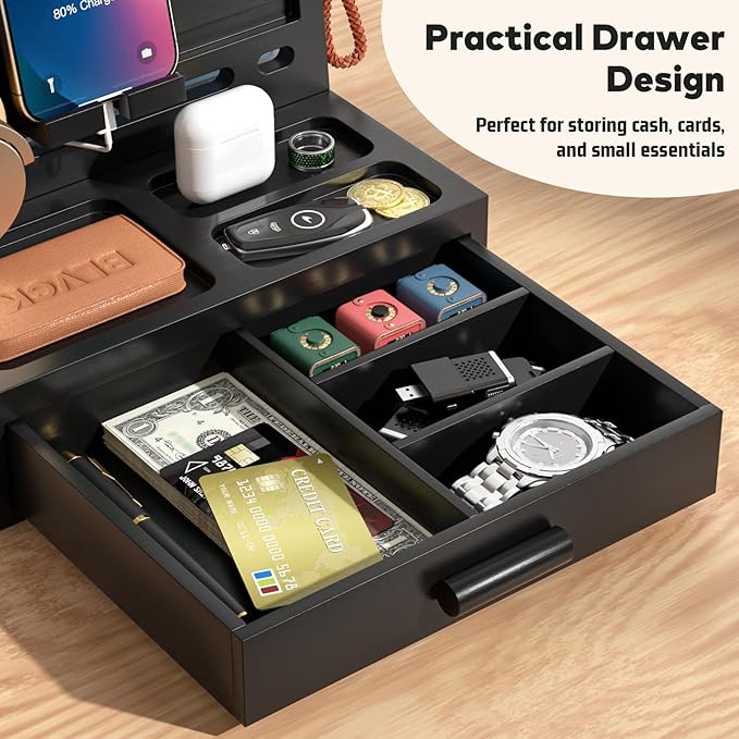 Sephyroth Bamboo Phone Docking Station Nightstand Organizer Bedside Organizer - Image 3