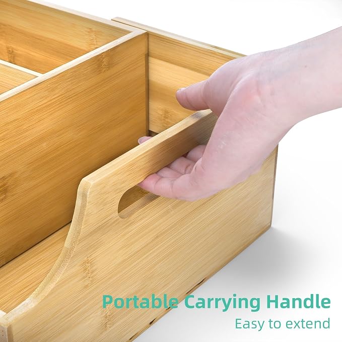 Coffee Station Organizer for Countertop, Bamboo Coffee Bar Condiment Organizer - Image 3