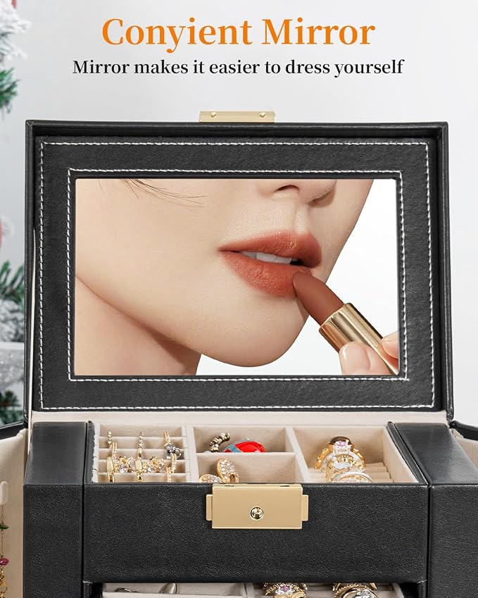 TORIBIO Large Jewelry Box for Women, Leather Jewelry Organizer - Image 7