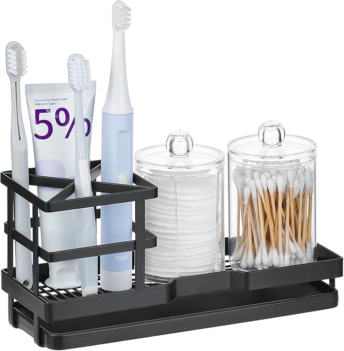 MYITYARD Toothbrush Holders for Bathrooms, Cotton Swabs & Cups Dispenser Set - Image 8