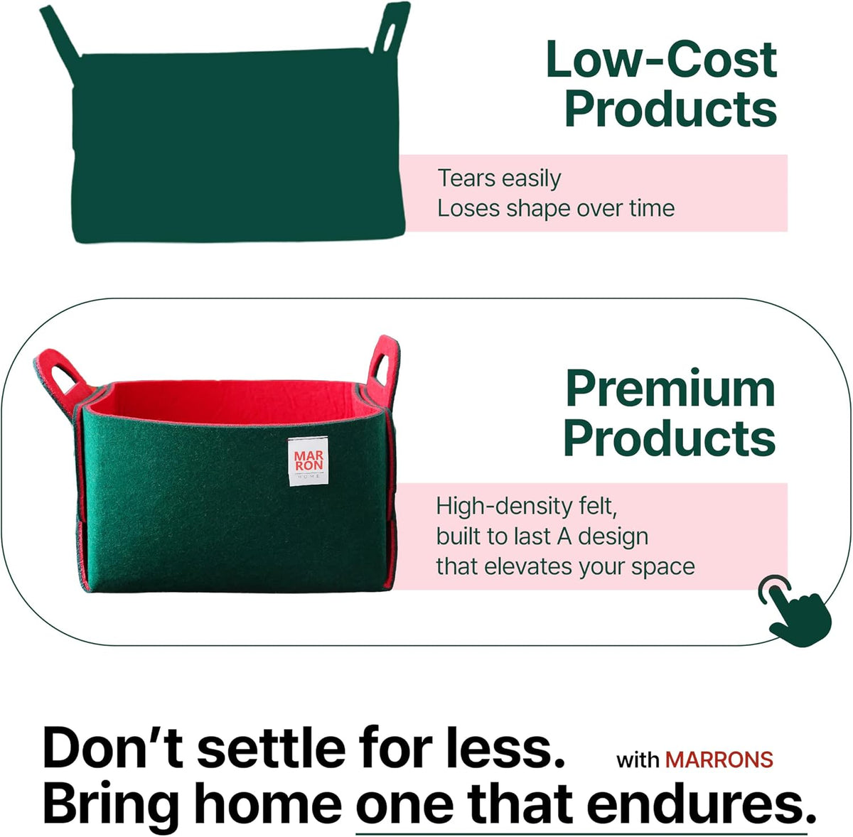 Collapsible Felt REDCHOCO Storage Bin Small 7.1"x5.1"x5.1" – Foldable