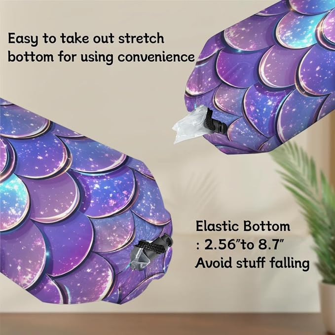 Purple Mermaid Scales Plastic Bag Holder 2 Pcs Grocery Bag Organizer Reusable - Image 4